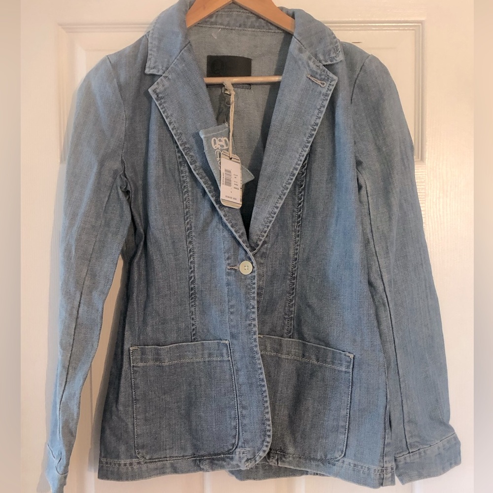 NWT Quicksilver QSW women's blue denim jean jacket Bluffs Blazer Ret$128
